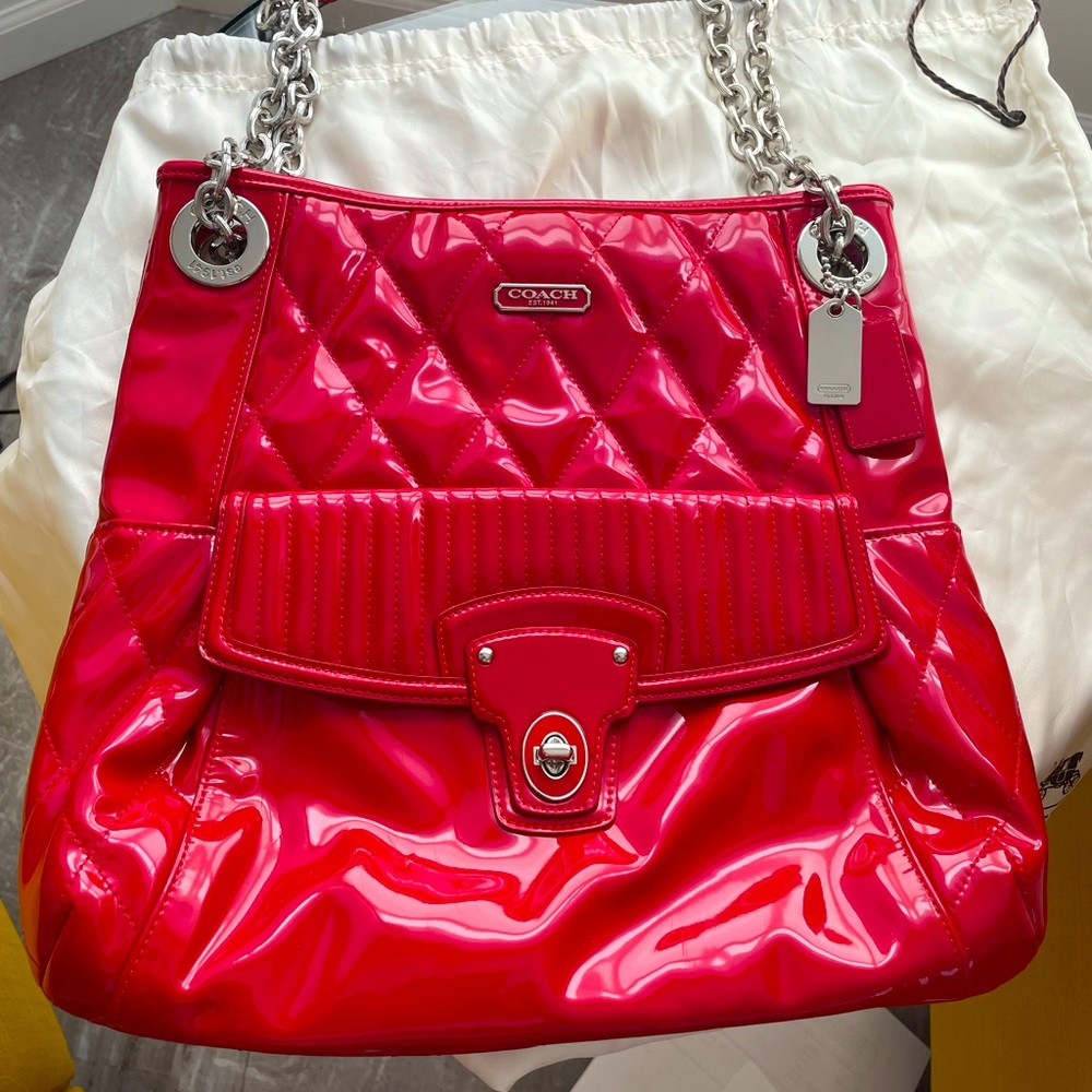 Coach Poppy Patent Leather Tote